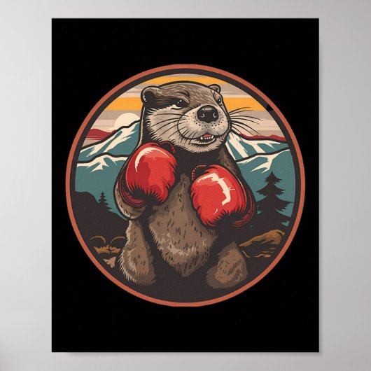 Boxotter mit Boxhandschuhen Kickboxen Lustig B Poster (Vorne)