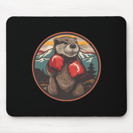 Boxotter mit Boxhandschuhen Kickboxen Lustiger Box Mousepad (Vorne)