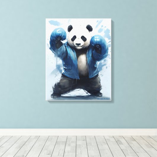 Boxpanda sind Sie bereit Blue Panda Art Leinwanddruck (Insitu (Holzboden))