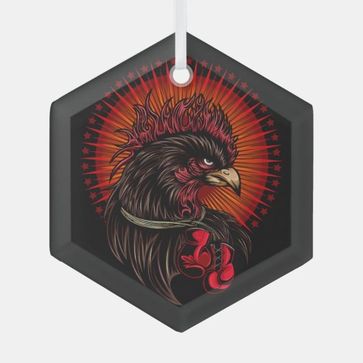 Boxrooster Ornament Aus Glas (Vorderseite)