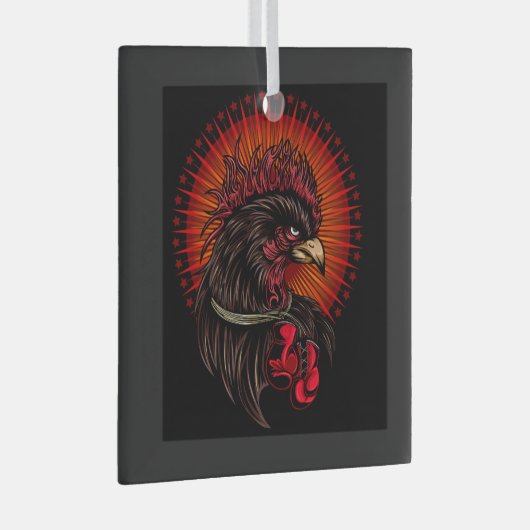 Boxrooster Ornament Aus Glas (Vorderseite Rechts)