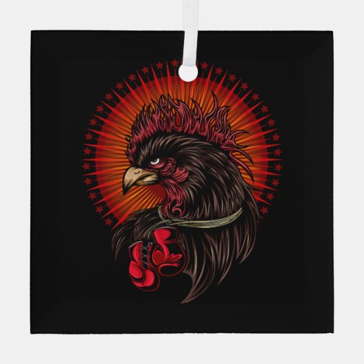 Boxrooster Ornament Aus Glas (Rückseite)