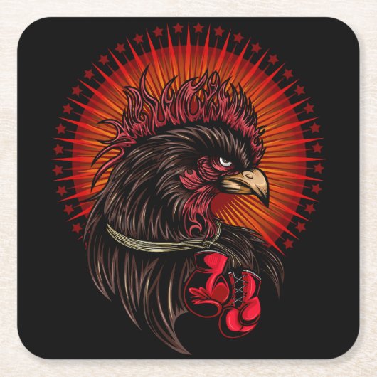 Boxrooster Rechteckiger Pappuntersetzer (Vorderseite)