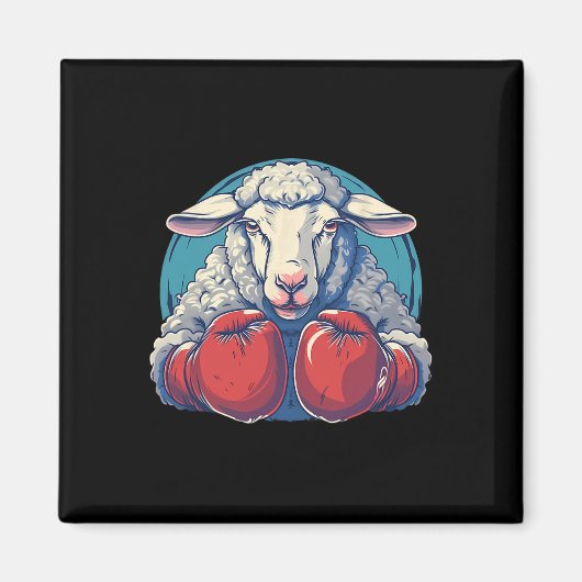 Boxschaf mit Boxhandschuhen Kickboxen Lustig B Magnet (Vorne)