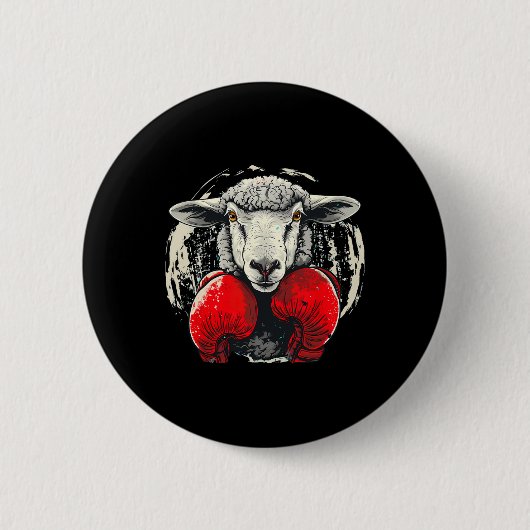 Boxschaf mit Boxhandschuhen Kickboxen Lustiges B Button (Vorderseite)