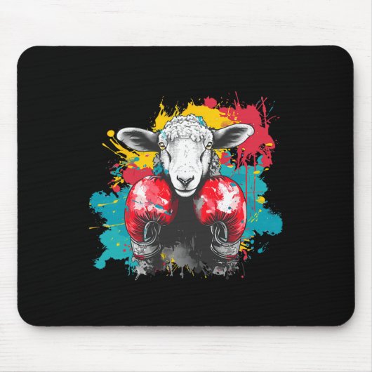 Boxschaf mit Boxhandschuhen Kickboxen Lustiges B Mousepad (Vorne)