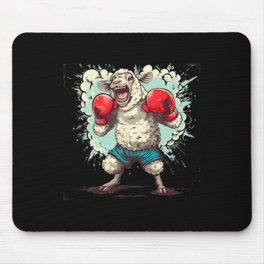 Boxschaf mit Boxhandschuhen Kickboxen Lustiges B Mousepad (Vorne)