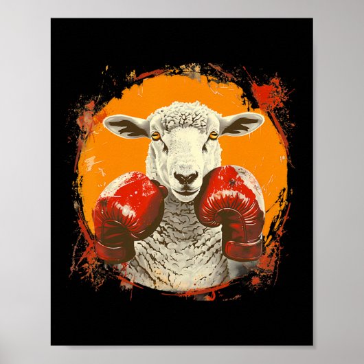 Boxschaf mit Boxhandschuhen Kickboxen Lustiges B Poster (Vorne)
