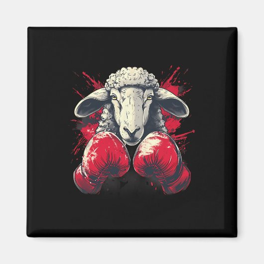 Boxschafe mit Boxhandschuhen Kickboxen Lustiges B Magnet (Vorne)