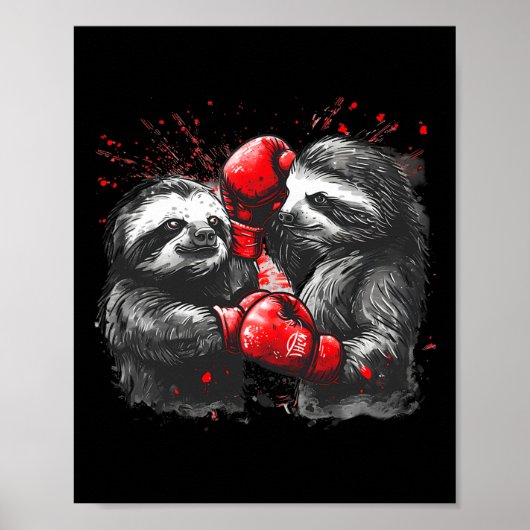 Boxschläger mit Boxhandschuhen Kickboxing Funny B Poster (Vorne)
