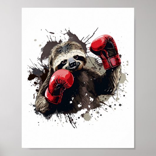 Boxschläger mit Boxhandschuhen Kickboxing Funny B Poster (Vorne)