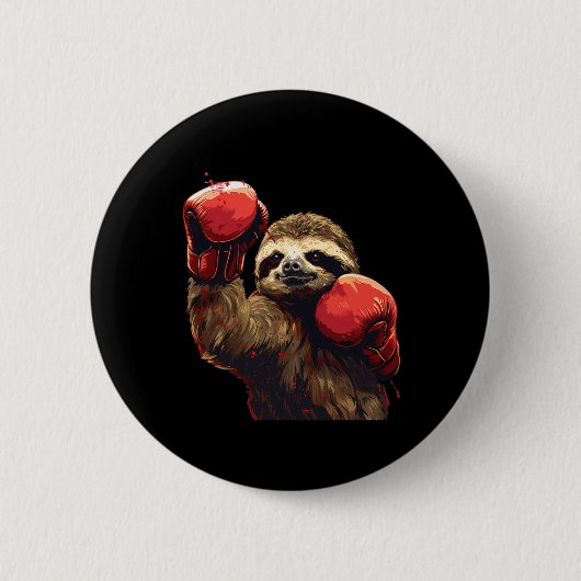 BoxSloth Lover Boxhandschuhe Kickboxing Funny Button (Vorderseite)