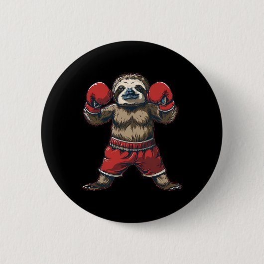 BoxSloth Lover Boxhandschuhe Kickboxing Funny Button (Vorderseite)