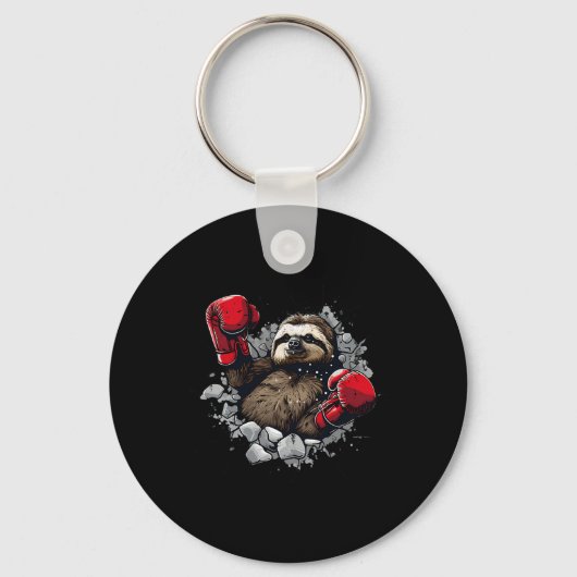 BoxSloth Lover Boxhandschuhe Kickboxing Funny Schlüsselanhänger (Vorderseite)