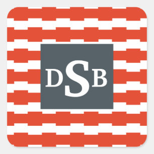 Boxstripe-Monogramm-Muster Quadratischer Aufkleber