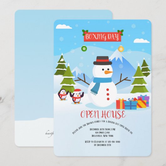 Boxtag Snowman Einladung (Vorne/Hinten)