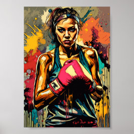 Boxweibchen Portrait "Modern Fighter Martial Arts" Poster