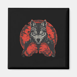 Boxwolf mit Boxhandschuhen Kickboxen Lustig Bo Magnet