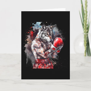 Boxwolf mit Boxhandschuhen Kickboxen Lustiges Bo Karte