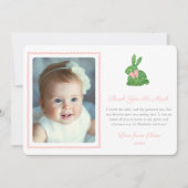 Boxwood-Aquarell-Frühling Bunny Pink Bow-Bild Dankeskarte (Vorderseite)