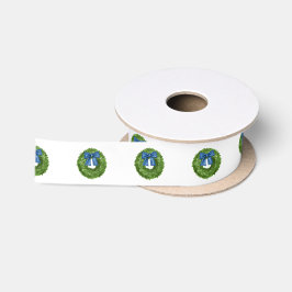 Boxwood Green Wreath mit Blue Bow Satinband