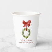 Boxwood Greenerity Christmas Wreath Red Bow Pappbecher (Rückseite)