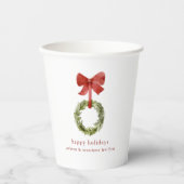 Boxwood Greenerity Christmas Wreath Red Bow Pappbecher (Vorderseite)