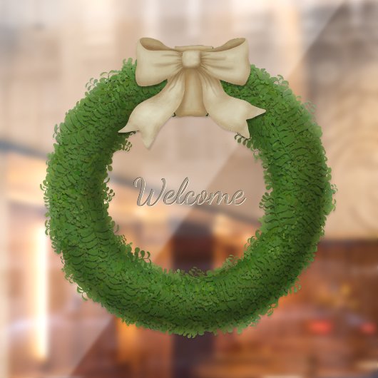 Boxwood-Kranz mit Bow-Individuelle Name oder Gruß Fensteraufkleber (Blatt 2)