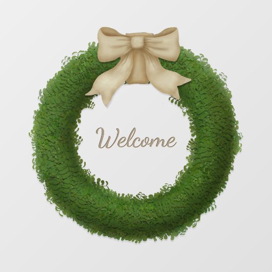 Boxwood-Kranz mit Bow-Individuelle Name oder Gruß Fensteraufkleber (Blatt)