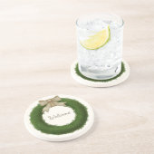 Boxwood-Kranz mit Bow-Individuelle Name oder Gruß Getränkeuntersetzer (Seite)