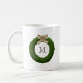 Boxwood-Kranz mit rustikalem Bow-Mit Monogramm Kaffeetasse (Links)