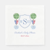Boxwood Monogram Babydusche Party Serviette (Vorderseite)