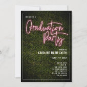 Boxwood Pink Neon Sign Graduation Party Einladung (Vorderseite)