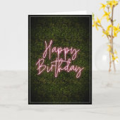 Boxwood Pink Neon Sign Happy Birthday Karte (Gelbe Blume)