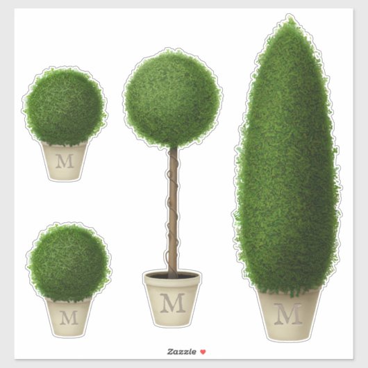 Boxwood Topiary Collection Mit Monogramm oder schr Aufkleber (Blatt)
