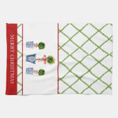 Boxwood Topiary mit Trellis Weihnachten Geschirrtuch (Horizontal)