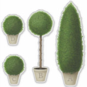 Boxwood Topiary Pflanze Monogram Custom Alphabet Aufkleber (Vorderseite)
