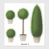 Boxwood Topiary Pflanze Monogram Custom Alphabet Aufkleber (Blatt)