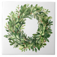 Boxwood Wreath Berries Einfaches Aquarellhaus