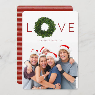 Boxwood Wreath Christmas Holiday Flat Card Einladung