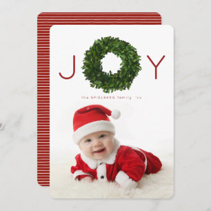 Boxwood Wreath Christmas Holiday Flat Card Einladung