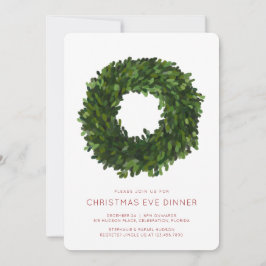 Boxwood Wreath Christmas Holiday Party Einladung