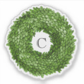 Boxwood Wreath Monogram Vinyl Sticker (Vorderseite)