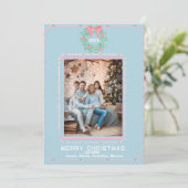 Boxwood Wreath  with Pink Bows Feiertagskarte (Stehend Vorderseite)