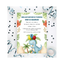 Boy 1st Birthday Dinosaur One A Saurus Invitation Einladung