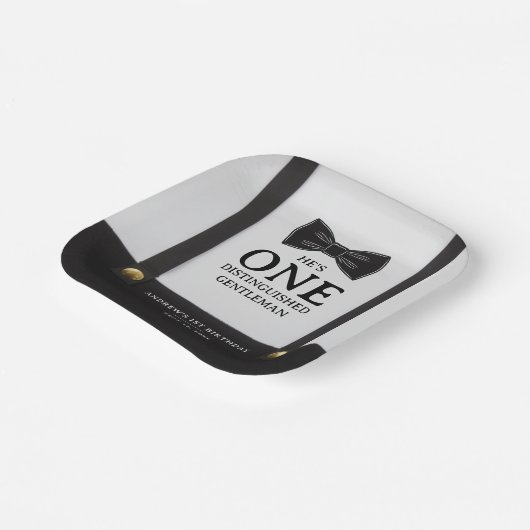 Boy 1st Birthday One Distinguished Gentleman Pappteller (Gewinkelt)