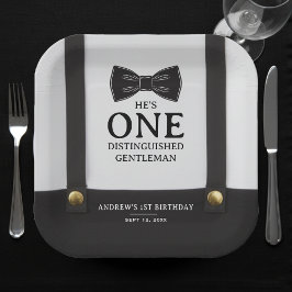 Boy 1st Birthday One Distinguished Gentleman Pappteller