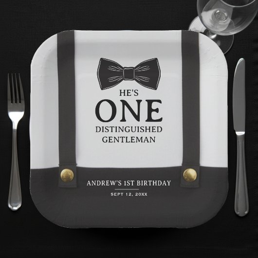 Boy 1st Birthday One Distinguished Gentleman Pappteller