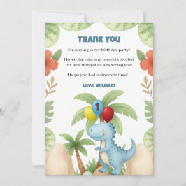 Boy 1st Birthday Party Dinosaur Thank You Card Dankeskarte