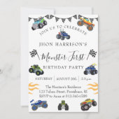 Boy 1st Birthday Party Monster Car Einladung (Vorderseite)